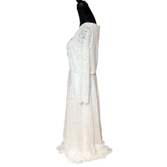 Blush Women's Ivory Maxi Bohemian Lace Sweatheart Neck Wedding Dress Size XL - Picture 4 of 7
